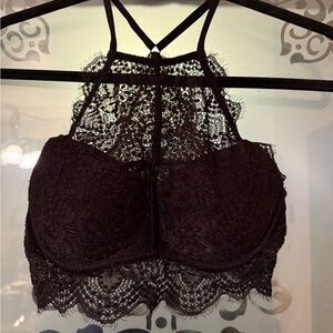 Victoria's Secret Black Lace Halter Bralette